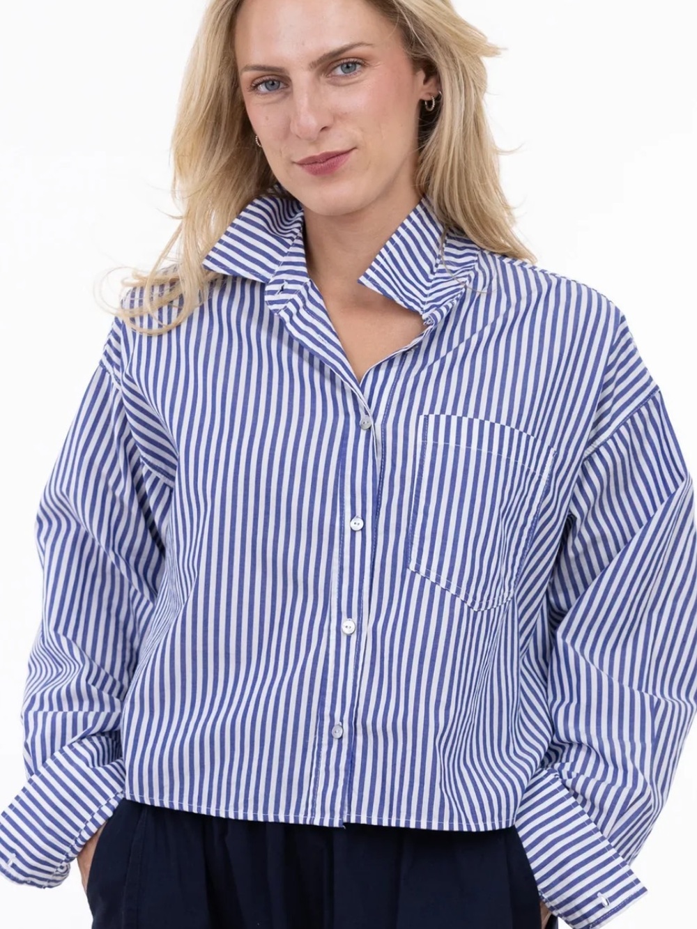 Shannon Passero Cotton Preppy Striped Button Down Shirt Size M